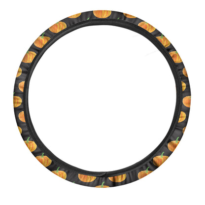 Watercolor Pumpkin Pattern Print Car Steering Wheel Cover