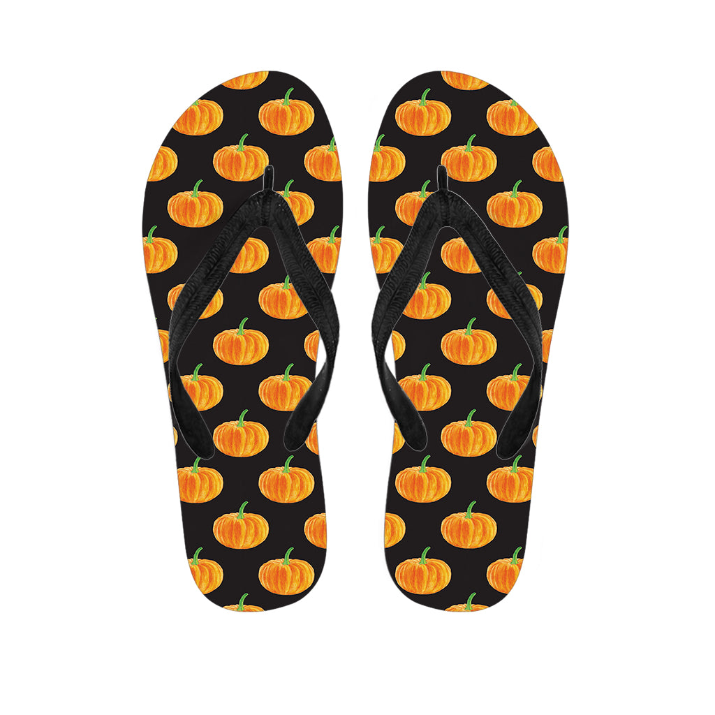 Watercolor Pumpkin Pattern Print Flip Flops