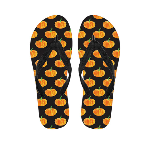 Watercolor Pumpkin Pattern Print Flip Flops