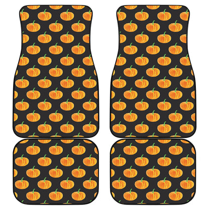 Watercolor Pumpkin Pattern Print Front and Back Car Floor Mats