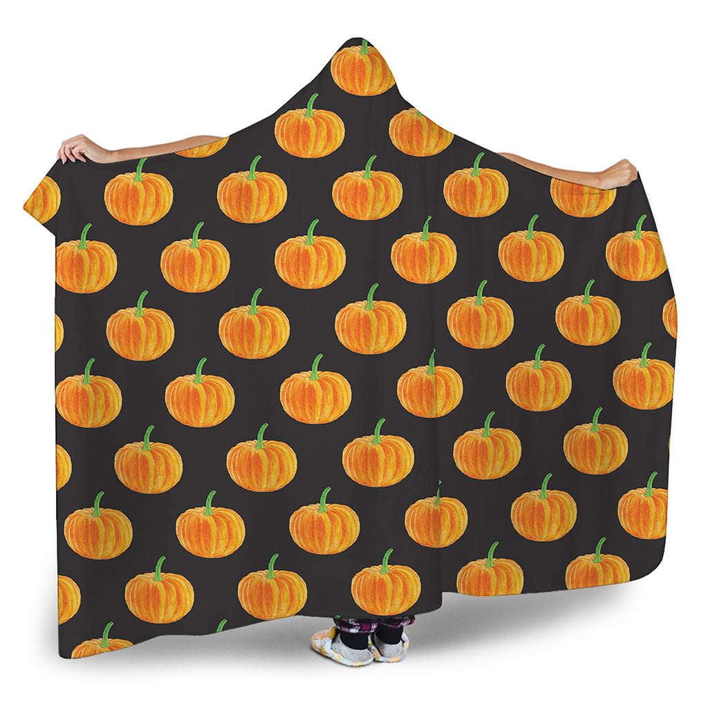 Watercolor Pumpkin Pattern Print Hooded Blanket