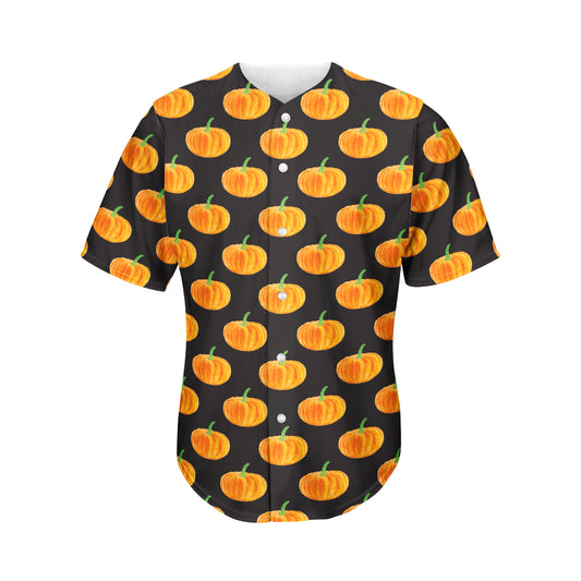 Watercolor Pumpkin Pattern Print Men's Baseball Jersey