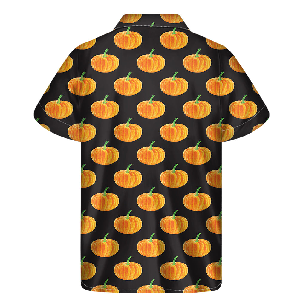 Watercolor Pumpkin Pattern Print Men's Short Sleeve Shirt