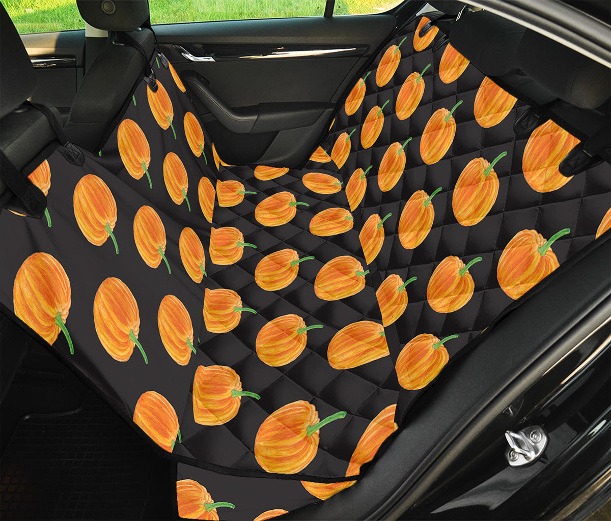 Watercolor Pumpkin Pattern Print Pet Car Back Seat Cover