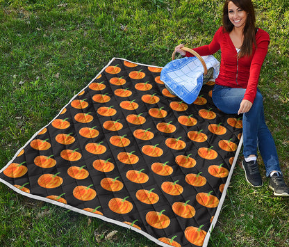 Watercolor Pumpkin Pattern Print Quilt
