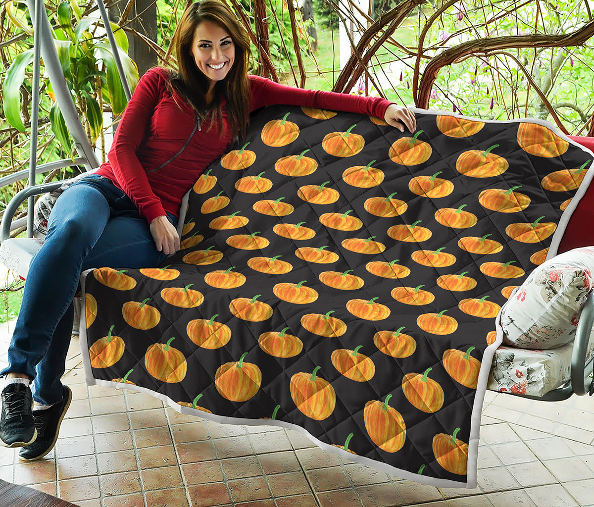 Watercolor Pumpkin Pattern Print Quilt