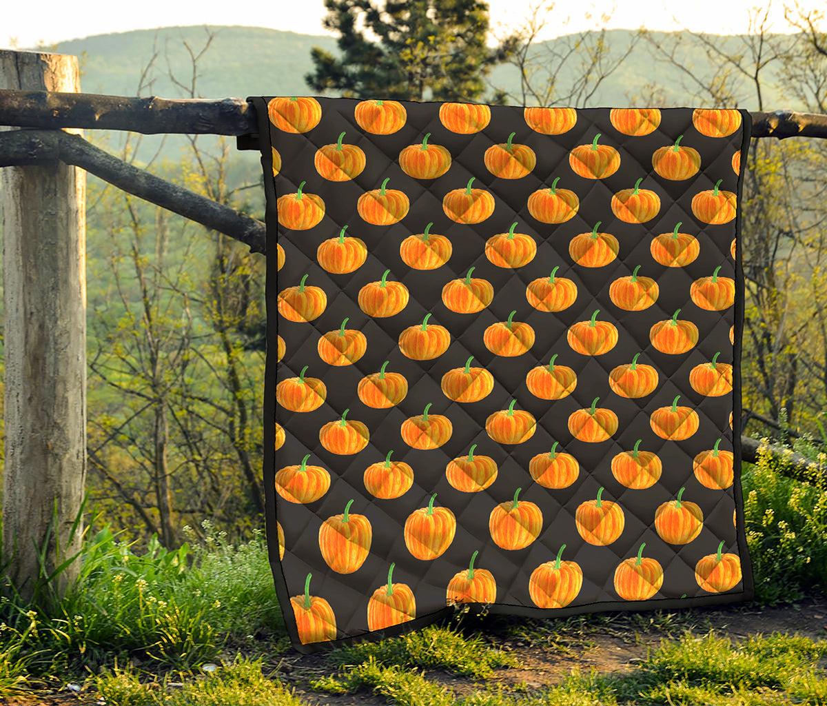 Watercolor Pumpkin Pattern Print Quilt