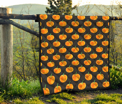 Watercolor Pumpkin Pattern Print Quilt