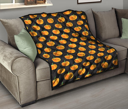 Watercolor Pumpkin Pattern Print Quilt
