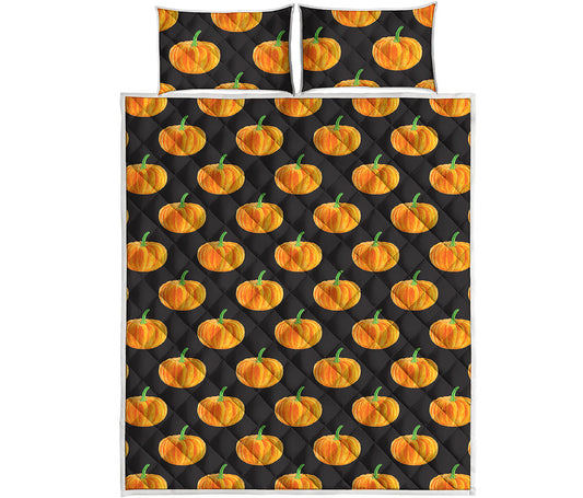 Watercolor Pumpkin Pattern Print Quilt Bed Set