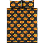 Watercolor Pumpkin Pattern Print Quilt Bed Set