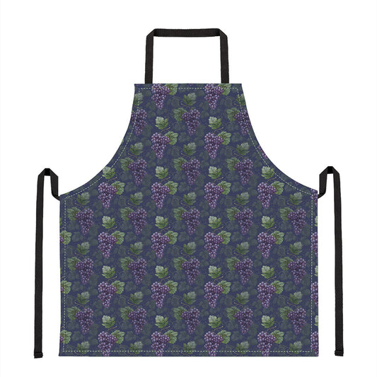 Watercolor Purple Grapes Pattern Print Apron