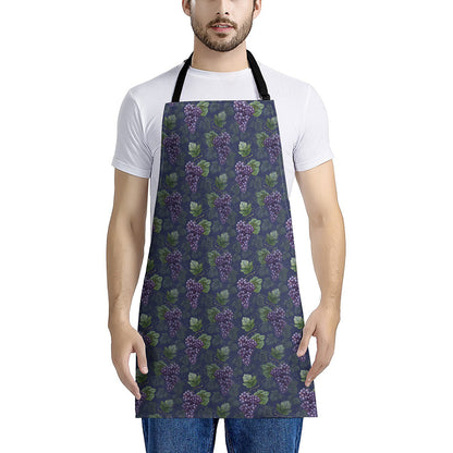 Watercolor Purple Grapes Pattern Print Apron