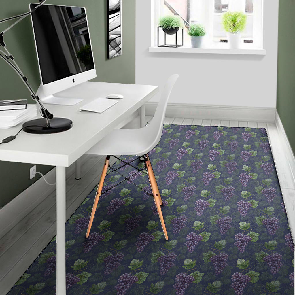 Watercolor Purple Grapes Pattern Print Area Rug