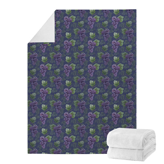 Watercolor Purple Grapes Pattern Print Blanket