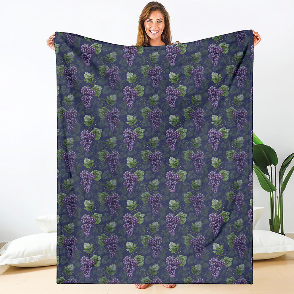 Watercolor Purple Grapes Pattern Print Blanket