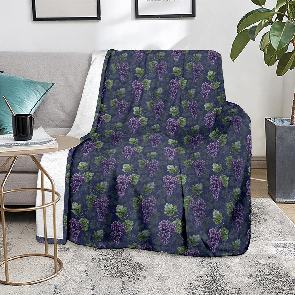 Watercolor Purple Grapes Pattern Print Blanket