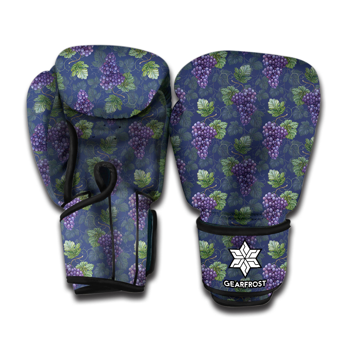 Watercolor Purple Grapes Pattern Print Boxing Gloves