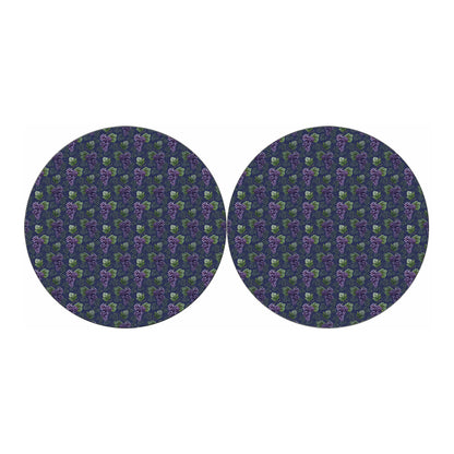 Watercolor Purple Grapes Pattern Print Car Coasters