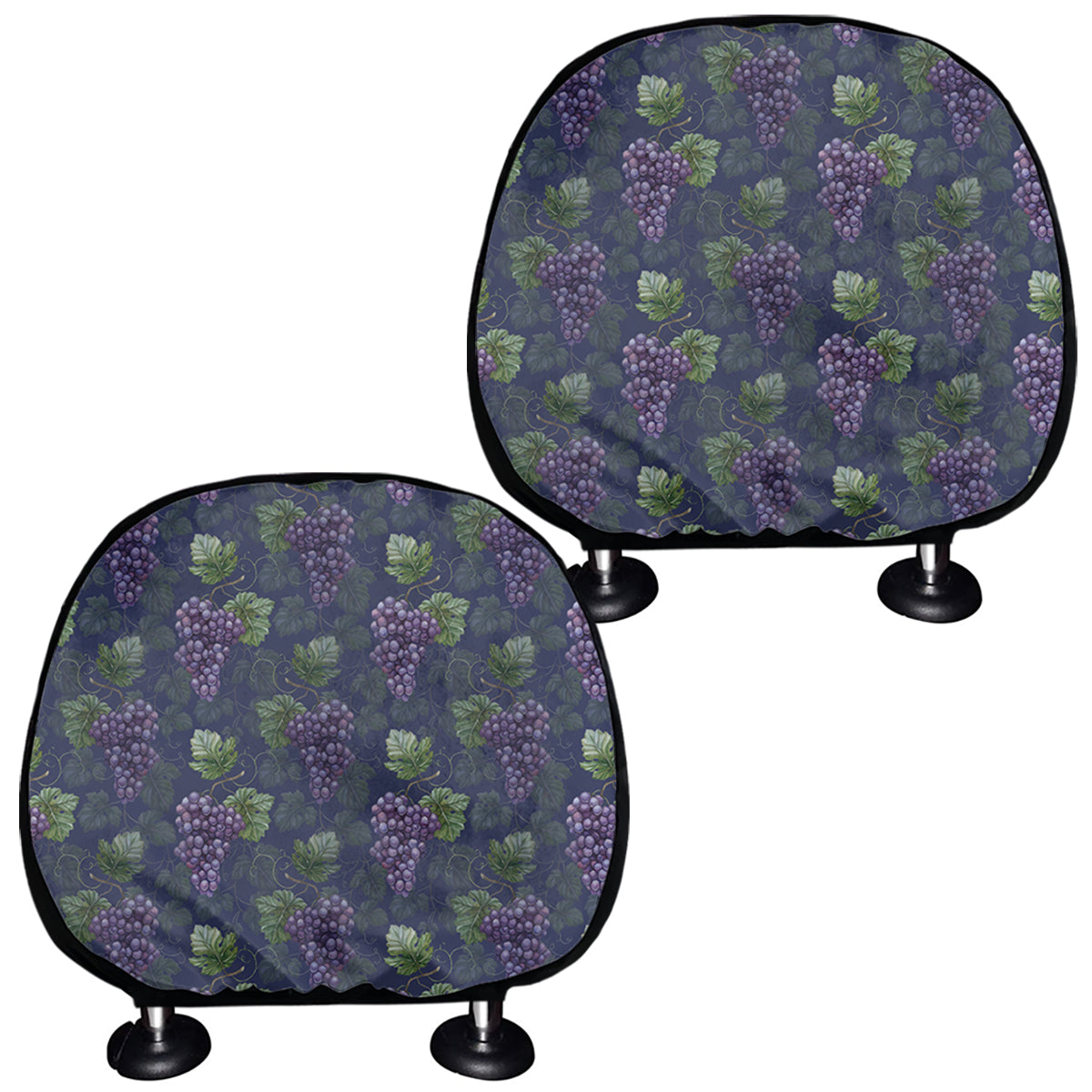 Watercolor Purple Grapes Pattern Print Car Headrest Covers