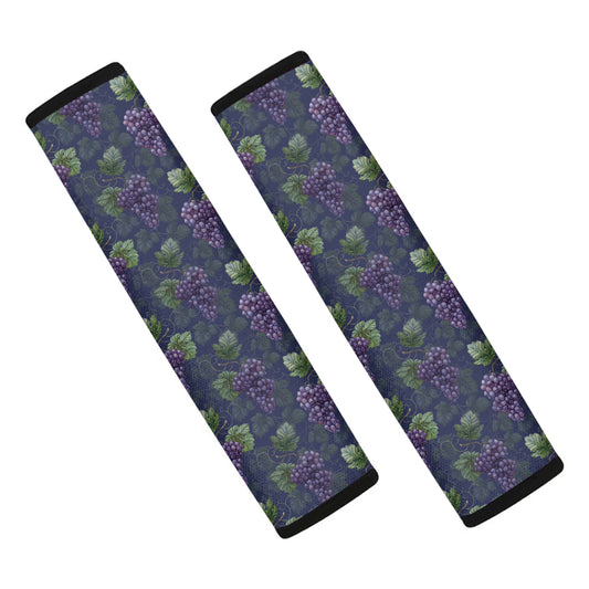 Watercolor Purple Grapes Pattern Print Car Seat Belt Covers