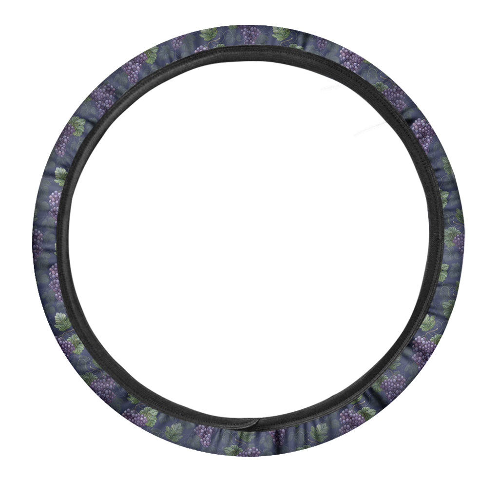 Watercolor Purple Grapes Pattern Print Car Steering Wheel Cover