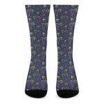 Watercolor Purple Grapes Pattern Print Crew Socks