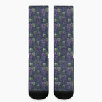 Watercolor Purple Grapes Pattern Print Crew Socks