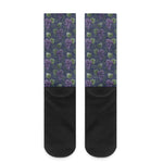 Watercolor Purple Grapes Pattern Print Crew Socks