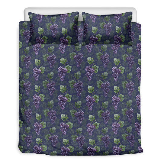 Watercolor Purple Grapes Pattern Print Duvet Cover Bedding Set
