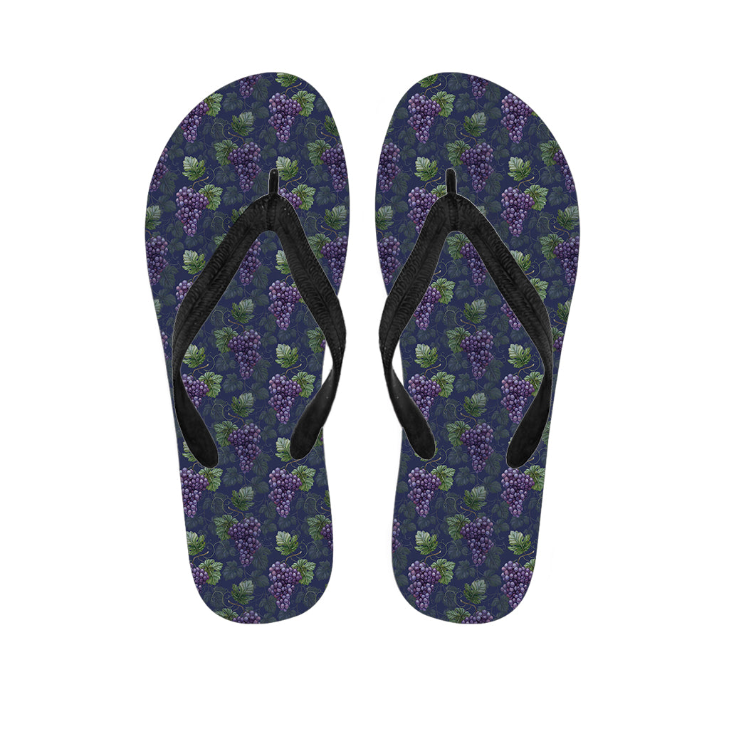 Watercolor Purple Grapes Pattern Print Flip Flops