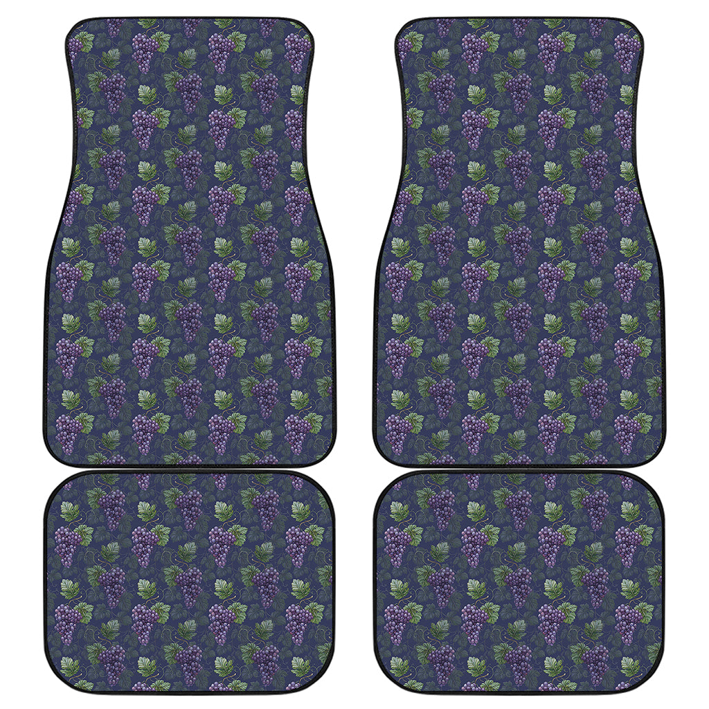 Watercolor Purple Grapes Pattern Print Front and Back Car Floor Mats