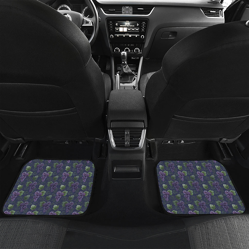 Watercolor Purple Grapes Pattern Print Front and Back Car Floor Mats