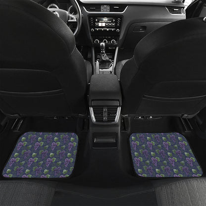 Watercolor Purple Grapes Pattern Print Front and Back Car Floor Mats