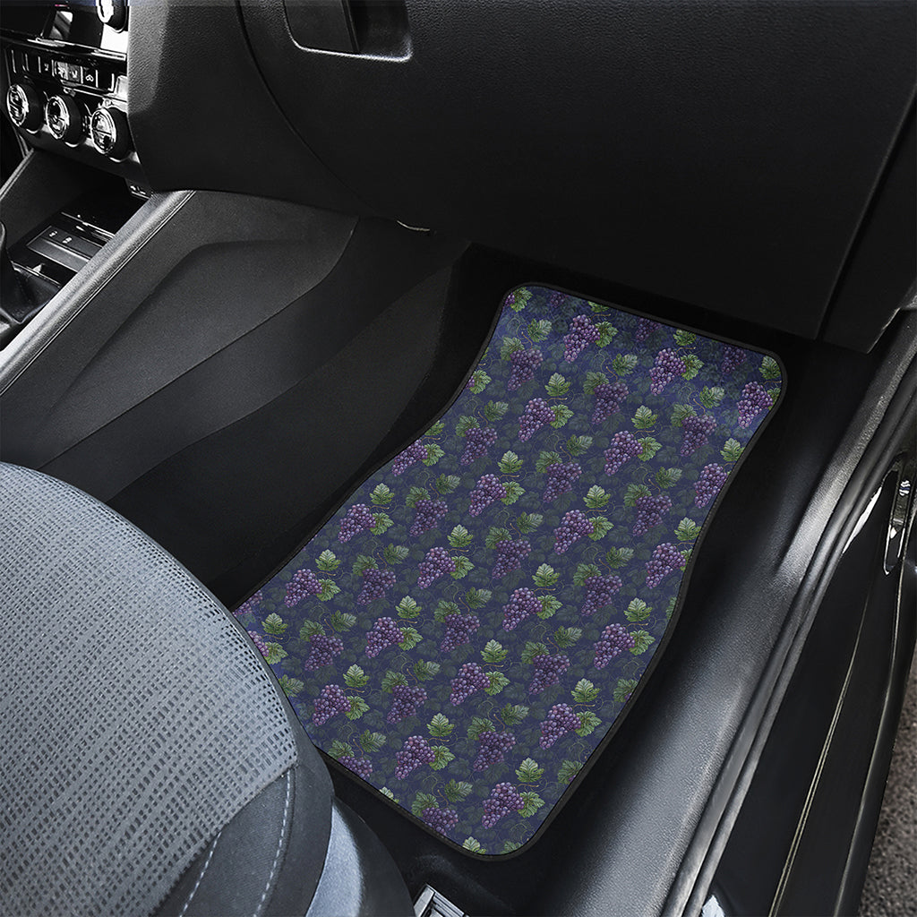Watercolor Purple Grapes Pattern Print Front and Back Car Floor Mats