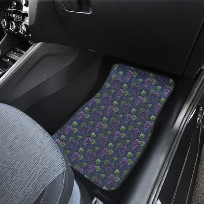 Watercolor Purple Grapes Pattern Print Front Car Floor Mats
