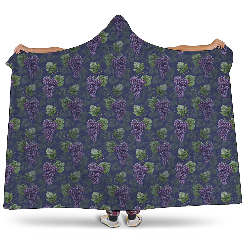 Watercolor Purple Grapes Pattern Print Hooded Blanket
