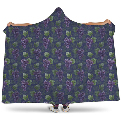 Watercolor Purple Grapes Pattern Print Hooded Blanket
