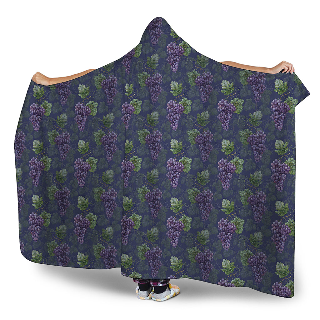 Watercolor Purple Grapes Pattern Print Hooded Blanket