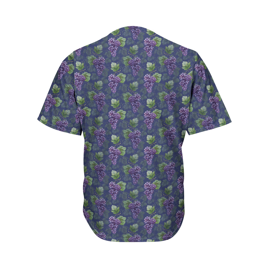Watercolor Purple Grapes Pattern Print Men's Baseball Jersey