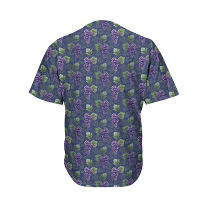 Watercolor Purple Grapes Pattern Print Men's Baseball Jersey