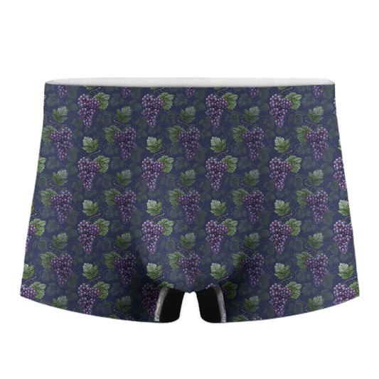 Watercolor Purple Grapes Pattern Print Men's Boxer Briefs