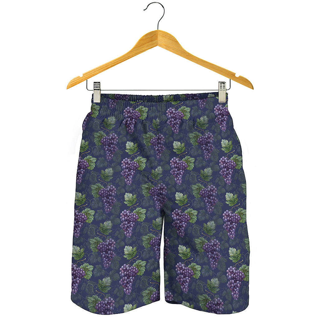 Watercolor Purple Grapes Pattern Print Men's Shorts