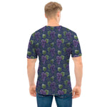 Watercolor Purple Grapes Pattern Print Men's T-Shirt