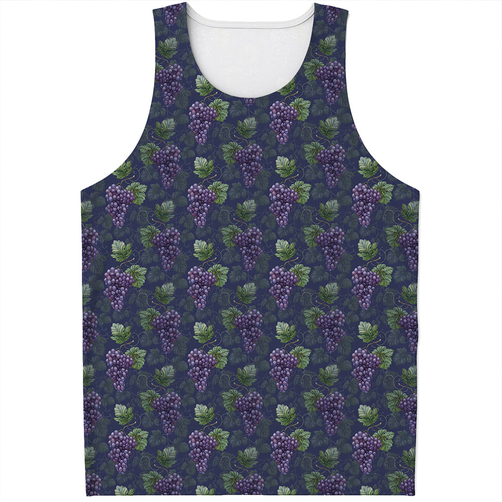 Watercolor Purple Grapes Pattern Print Men's Tank Top