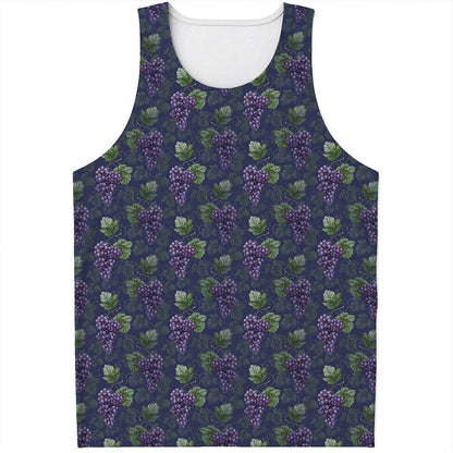 Watercolor Purple Grapes Pattern Print Men's Tank Top