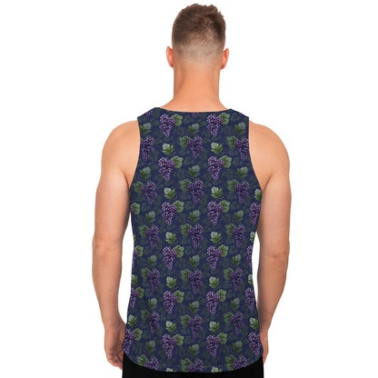 Watercolor Purple Grapes Pattern Print Men's Tank Top