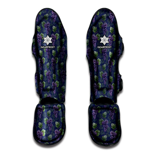 Watercolor Purple Grapes Pattern Print Muay Thai Shin Guard