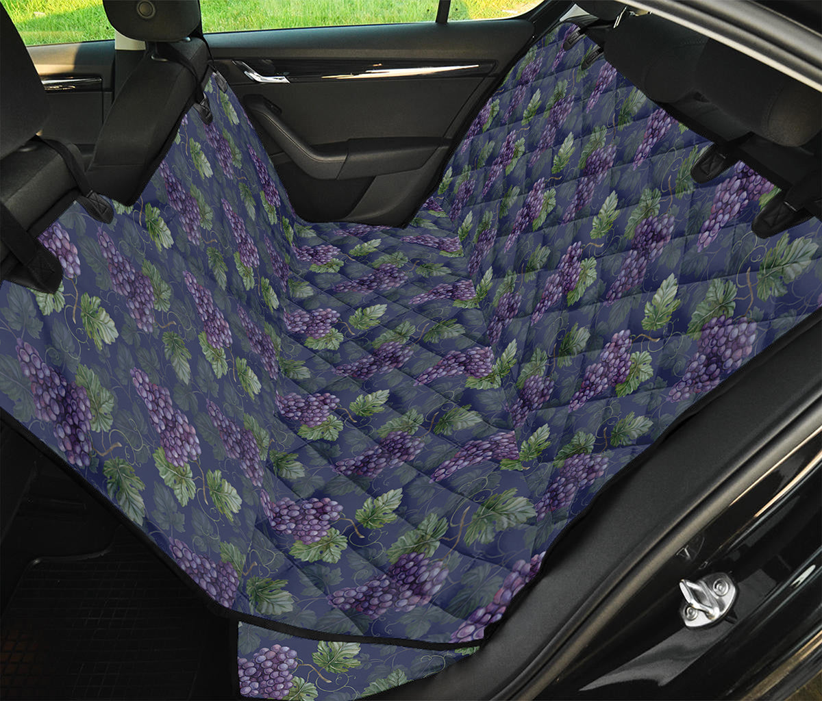 Watercolor Purple Grapes Pattern Print Pet Car Back Seat Cover