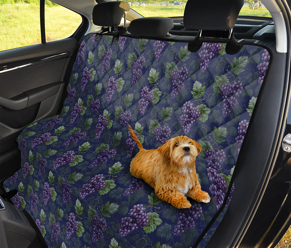 Watercolor Purple Grapes Pattern Print Pet Car Back Seat Cover